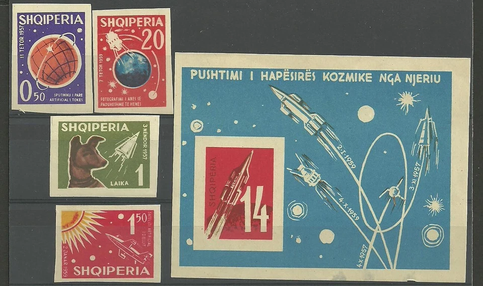 Albania Albanien Albanie 1962 Space Sputnik MiNr 668 - 671 + Block 10 MNH** - Image 1 of 1