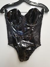 11229830 Faux Patent Leather Lace Balconette Teddy sz Lg Black *Missing Straps*