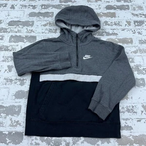 Nike Hoodie Boys Small Gray Black Sweatshirt Sweater Quarter Zip Track Youth - Picture 1 of 11