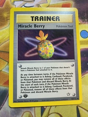 Pokémon MIRACLE BERRY Trainer 94/111 1st Edition Neo Genesis - Near Mint NM - Image 1 of 2