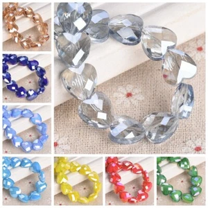 10pcs 12mm Heart Shape AB Plated Faceted Crystal Glass Loose Beads DIY Making - Picture 1 of 15