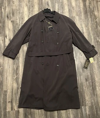 Chaps By Ralph Lauren Mens Gray Wool Blend Double Breasted Belted Trench Coat 44 - Image 1 of 4