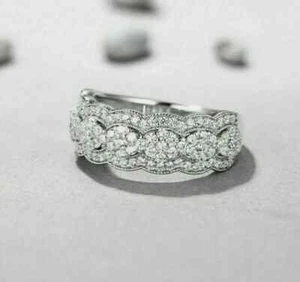 Women Anniversary Wedding Ring 2.50 Ct Round Cut Moissanite 925 Sterling Silver - Picture 1 of 6