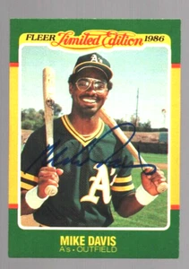 1986 Fleer Limited Edition Mike Davis #14 Oakland Athletics Baseball-AUTOGRAPHED - Picture 1 of 2