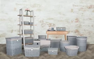 Grey Paint Collection Home Bathroom Storage Wicker Basket Trunk Gift Hampers - Picture 1 of 61