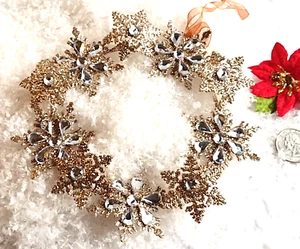 Christmas Ornament BEJEWELED Snowflake WREATH Paste Jewels GLITTER 6.5" - Picture 1 of 5