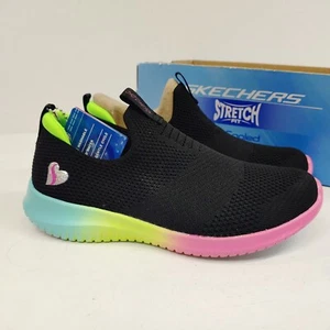 Skechers Ultra Flex Sherbet Step Girls Size 4 Black Multi 302252 Slip On Shoes - Picture 1 of 9