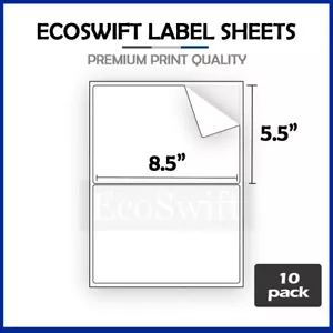 (20) 8,5 x 5,5 XL EcoSwift Versand halber Bogen selbstklebende eBay PayPal Etiketten - Bild 1 von 6