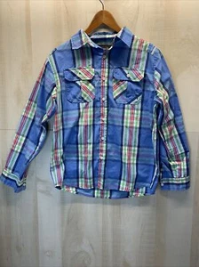 English Laundry Boys SZ 14/16 Colorful Plaid Button Up Long Sleeve #2760 - Picture 1 of 7