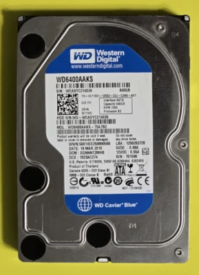 WESTERN DIGITAL WD  640GB 7200 RPM INTERNAL HARD DISK DRIVE - WD6400AAKS - Image 1 of 3