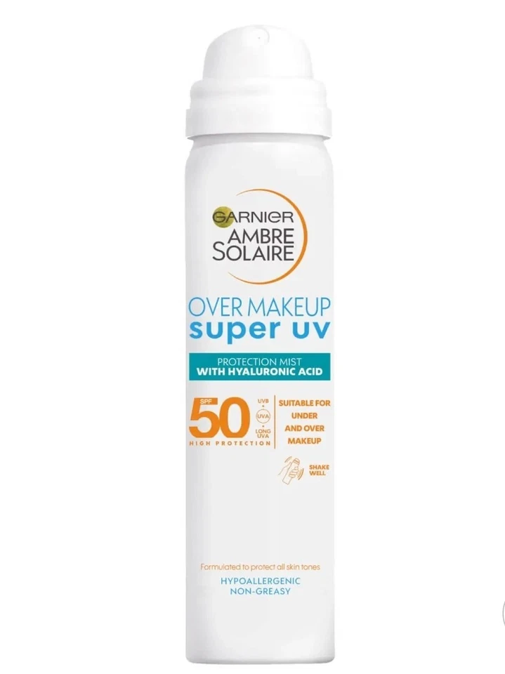 Garnier Ambre Solaire Over Makeup UV Protection Mist Spray SPF 50 - 75ml, New - Image 1 of 1