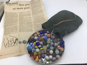 Lot of 90 Vintage Glass Marbles White Milk Glass Slag Swirl Ribbon Shooters V6 - Picture 1 of 4