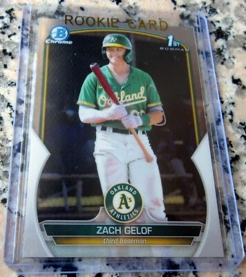 ZACK GELOF 2023 Bowman Chrome 1st TRUE Rookie Card RC Oakland Athletics Error🔥$ - Image 1 of 2