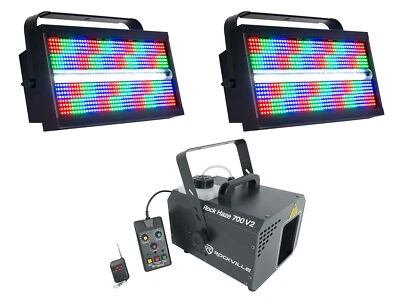 (2) American DJ ADJ Jolt Panel FX2 RGBW SMD LED DMX Strobe/Wash Lights+Hazer - Image 1 of 4