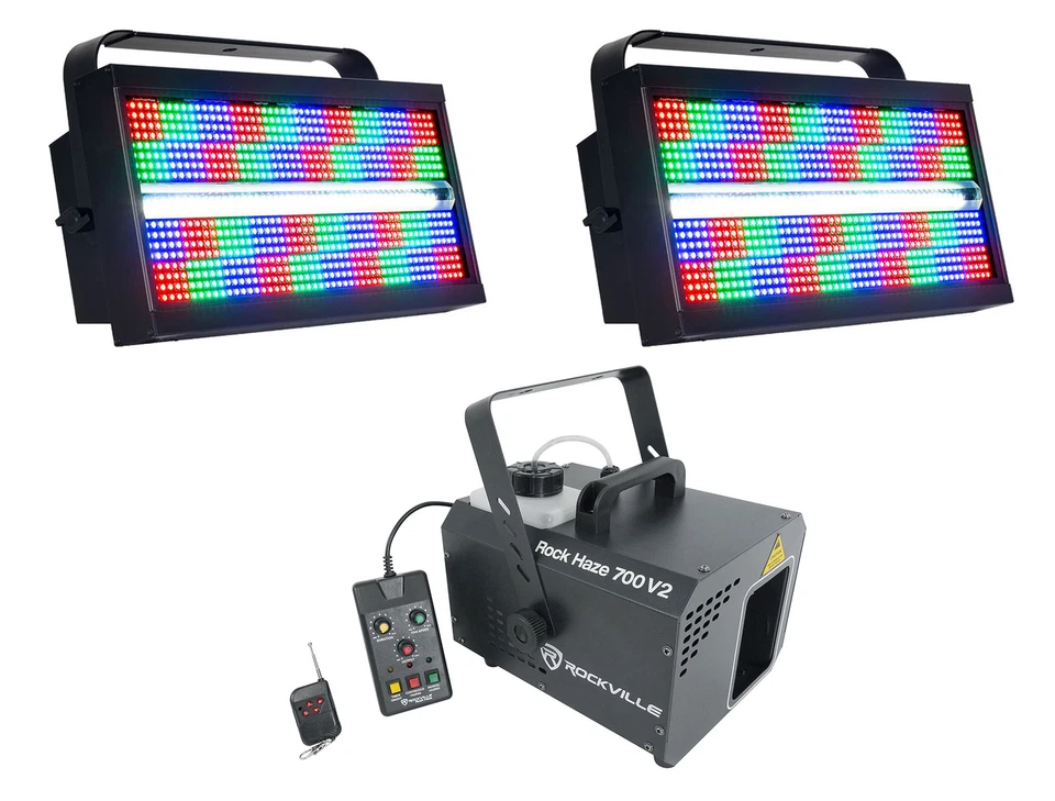 (2) American DJ ADJ Jolt Panel FX2 RGBW SMD LED DMX Strobe/Wash Lights+Hazer - Image 1 of 4