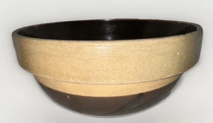 Antica ciotola miscelatore in gres 10,5" fascia smaltata sale primitivo americano MOLTO VECCHIA - Foto 1 di 7