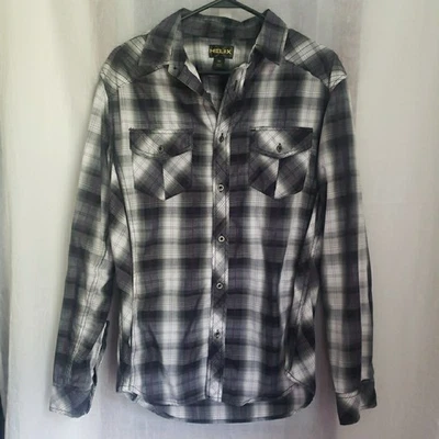 Helix Long Sleeve Button Up Shirt Plaid Western Cowboy Rodeo Mens M - Image 1 of 4