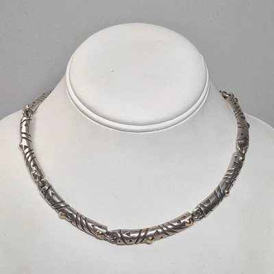 Colar Gargantilha Moderno John Atencio Prata Esterlina 925 e Ouro Amarelo 18K 16" - Imagem 1 de 4