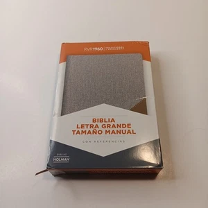 BIBLIA RVR 1960 LETRA GRANDE TAMANO MANUAL PIEL GRIS Y MARRON - Imagen 1 de 15