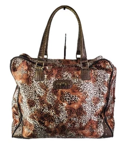 Vtg Kathy Van Zeeland Weekender Animal Print Carry On Travel Bag Safari Large - Picture 1 of 21