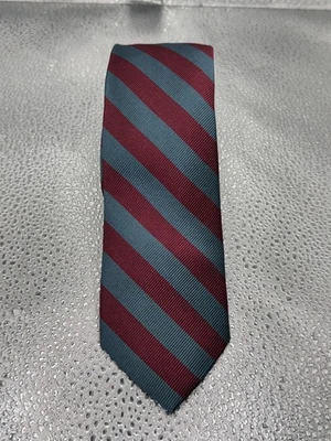 Corbata J Crew Para Hombre Azul Borgoña Rayas 100% Seda Clásica Formal Foto 1 de 4