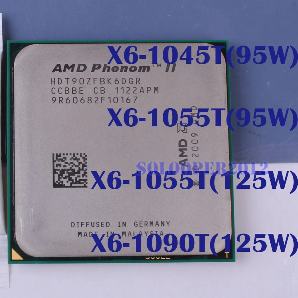 AMD Phenom II X6 1045T (95W) 1055T (95W) 1055T (125W) 1090T(125W) Socket AM3 CPU - Image 1 of 1