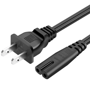 AC Power Cord 2 Prong Cable for PS4 PS3 PS2 Slim XBOX PC LAPTOP Monitor TV US - Afbeelding 1 van 10