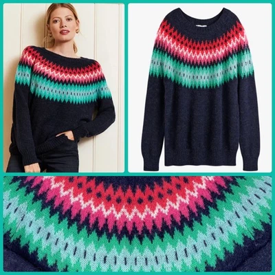 HUSH Ellis Fair Isle Yoke Jumper XS 8 10 £129 Fluffy Wool Alpaca Xmas Scandi - Image 1 of 4