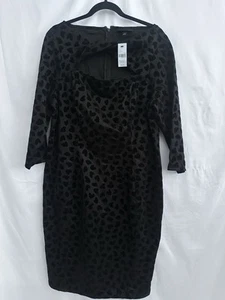 Lane Bryant Twist-Neck Flocked Black Heart Bodycon Dress Size 16 Cocktail Dress - Picture 1 of 11