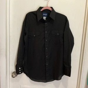 Herren Western Style Wrangler 15,5, 33, klein schwarz mit perlmuttfarbenem Druckknopfverschluss - Bild 1 von 8
