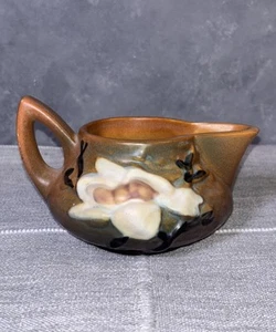 Vintage Roseville Magnolia Creamer Cream Pitcher Pot For Tea Set Brown & Coral - Picture 1 of 7