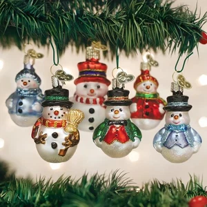 Mini Schneemann Set Glas Ornament - Bild 1 von 1