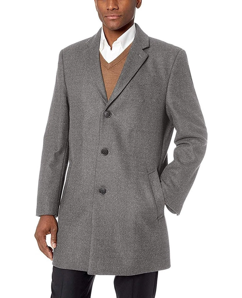 Шерстяное пальто Cole Haan 37 дюймов Melton с вырезом на воротнике и рантовыми карманами на теле - Изображение 1 из 1