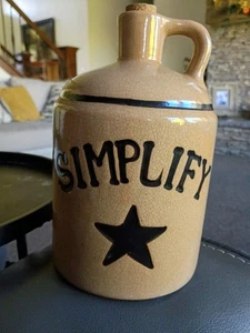 Vintage primitive Stonewear Krug Cottagecore Kork vereinfachen 9" Bauernhaus Dekor hellbraun - Bild 1 von 11