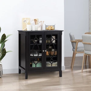 Sideboard Display Cabinet with Double Glass Doors & 2 Adjustable Shelves - Picture 1 of 11