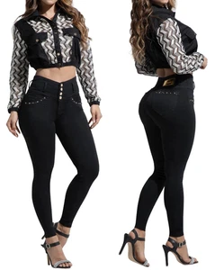 CONJUNTO TOP PANTALONES VAQUEROS COLOMBIANOS COLOMBIANOS PUSH UP LEVANTA COLA LEVANTAMIENTO DE GLÚTEOS 71327 - Imagen 1 de 6