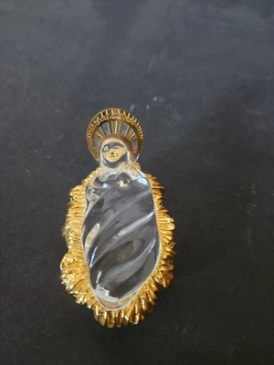 VTG Gorham Crystal Nativity Baby Jesus with Gold Christmas Piece - Image 1 of 4