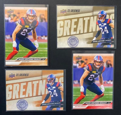 Marc-Antoine Dequoy (U of Montreal) - 4 CFL Card Package Deal inc Serial #62/100 — 第 1/2 张图片