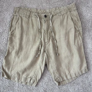 Baird Mcnutt Herrenshorts 34 beige Murano 100 % Leinen Kordelzug flache Vorderseite Resort - Bild 1 von 7