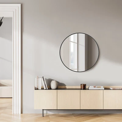 Зеркало для макияжа ванной, круглое подвесное зеркало, черная/золотистая металлическая рама - Изображение 1 из 4