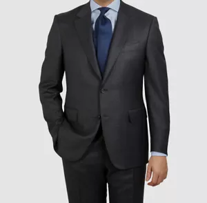 $950 Canali Mens US 40R/EU 50 Gray Classic Fit Grid Wool Suit Coat Blazer Jacket - Picture 1 of 4
