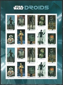 Mint US Star Wars Droids Pane of 20 Forever Stamps Scott# 5573-5582 (MNH) - Picture 1 of 1
