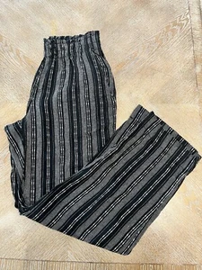 Briggs Black/white Stripes Linen Blend Pants Medium Elastic Waist 30” Inseam 32” - Picture 1 of 7