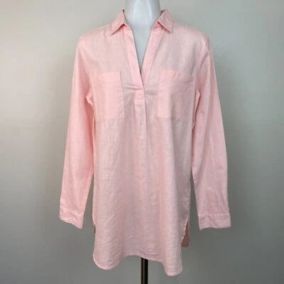 Old Navy Tunic Top Small Blush Pink Linen Cotton Blend Lightweight Blouse Womens - Image 1 of 4