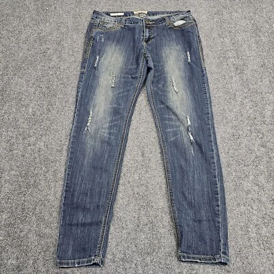 Pantalones de mezclilla elásticos adornados con lirio ajustados azules Hot Kiss para mujer 13 Foto 1 de 4