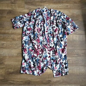 w8 MONSOON Size M white floral White Kimono Open Cardigan silk Edge to Edge Boho - Picture 1 of 7