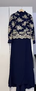 Abendkleid mit Hijab (Dunkelblau/Gold) - Bild 1 von 4