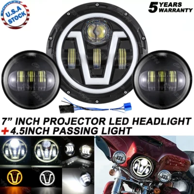 Faros antiniebla LED de 7" para Harley-Davidson Heritage Softail Classic FLSTC Foto 1 de 4