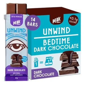 New Peak Chocolate Unwind Bedtime Chocolate 25g x 14 Bars Dark Chocolate - Picture 1 of 5