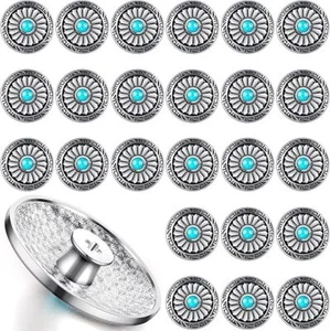 24 Stück Faux Türkis Runde Conchos Sonnenblume Deko Schnalle Metall Sonnenblume - Bild 1 von 2